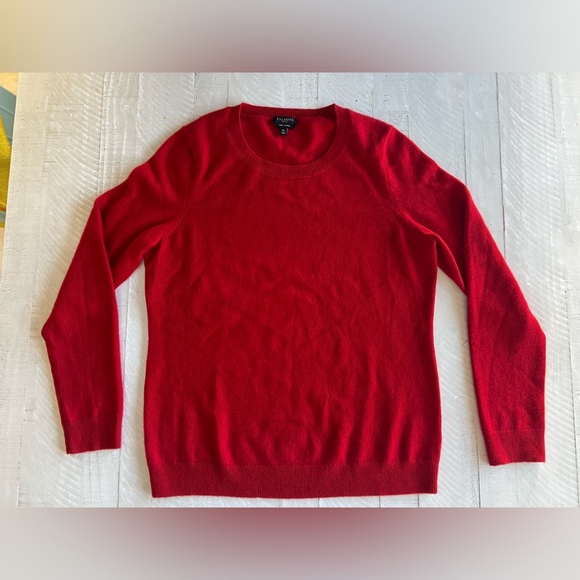 Talbots 100% Cashmere Red Crew Neck Sweater size Medium Petite - Picture 5 of 8